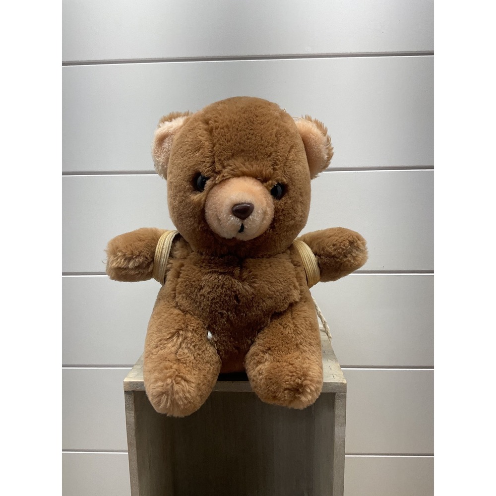 Vintage 1986 Cobbie Cuddlers Brown Teddy Bear Plush with Corduroy Backpack 8.5in